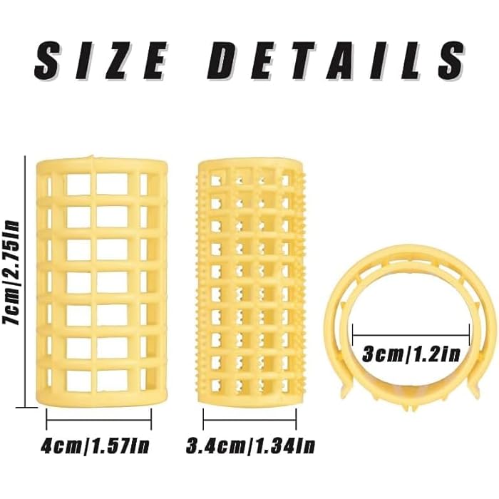 12 Pcs Hair Rollers - 6 Medium Size 2.8cm and 6 Small 2cm Plastic Rollers (Random Color) - Image 2